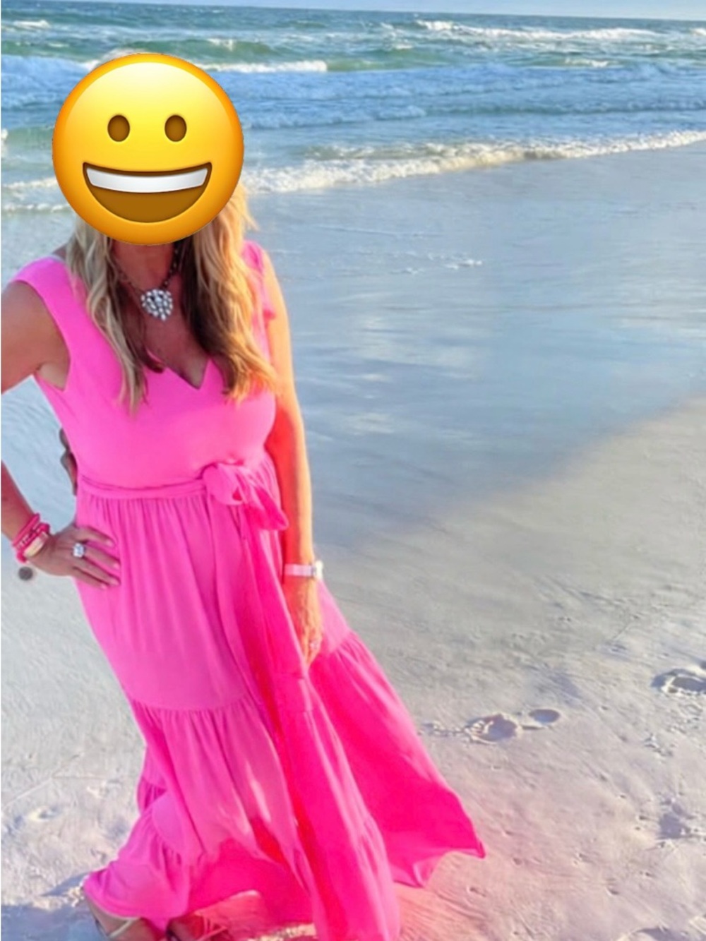 Lilly Pulitzer Bright Pink V-Neck Maxi with Waist Tie - Picture 3 of 5